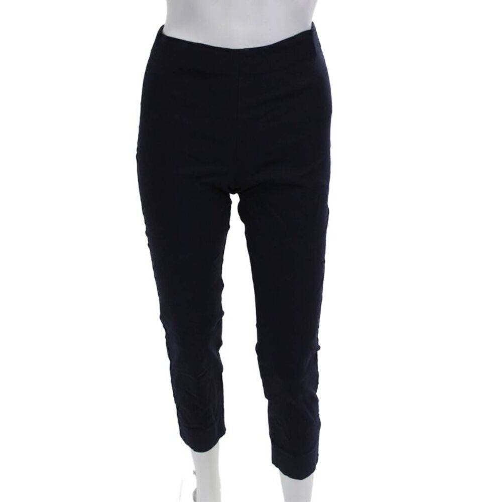Equestrian Women Ankle Cropped Dark Blue Pants Nylon Spandex Zip Size S